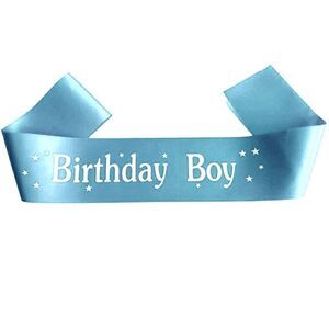 Birthday Boy Baby Blue Stars White Print Sash NWT
